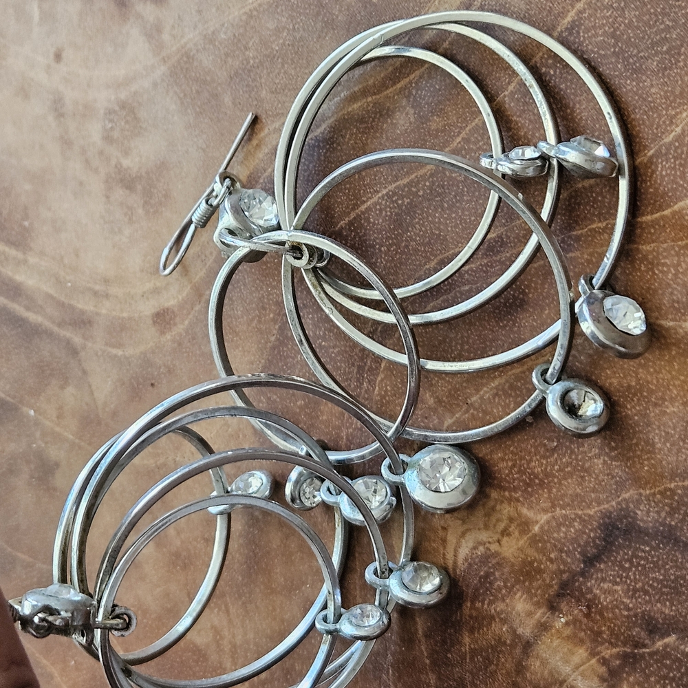 Silver Toned Multi Hoop Earrings